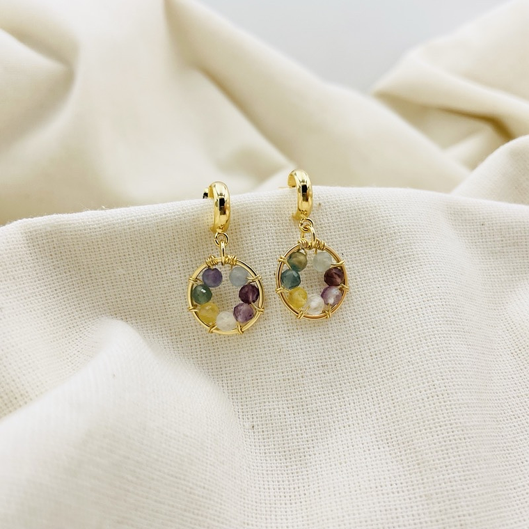 Aretes dorados ¨Girasol¨ de Fluorita 1