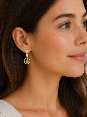 Aretes dorados con piedras Fluorita