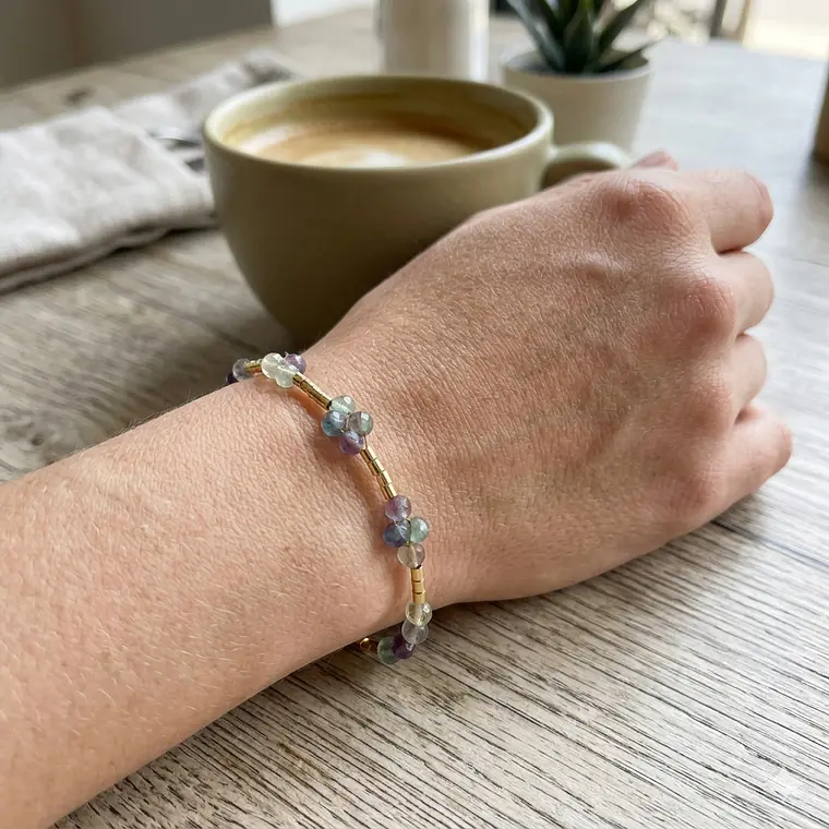 Pulsera ¨Trenza¨de piedras Fluorita 4