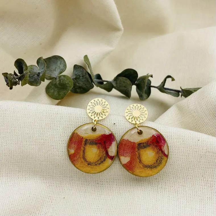 Aretes ¨Découpage¨ con resina 1