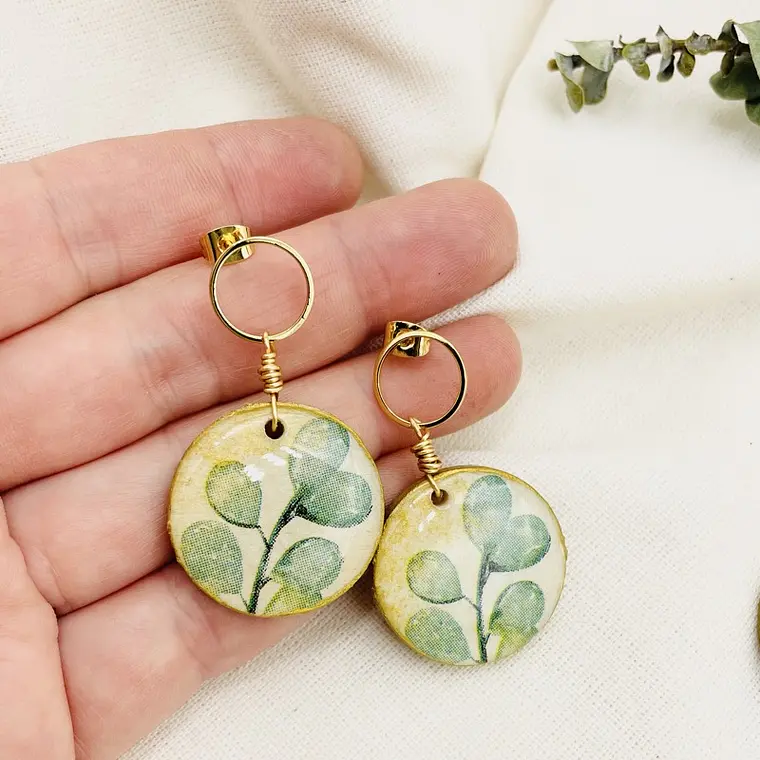 Aretes ¨découpage¨ Con Resina 2