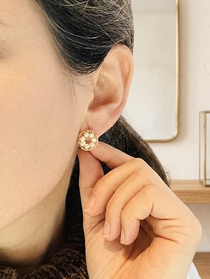 Aretes ¨Botón¨de perlas