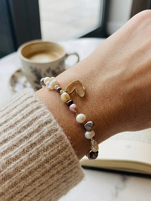 Pulsera Corazón con perlas