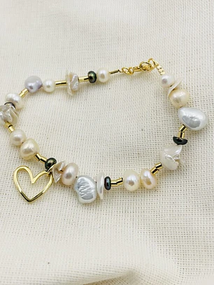 Pulsera Corazón con perlas