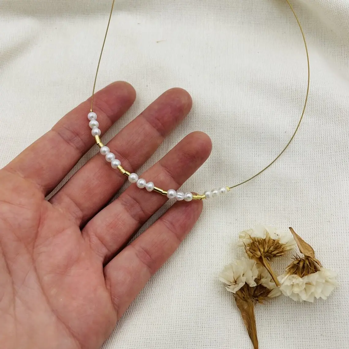 Collar gargantilla de perlas naturales 3
