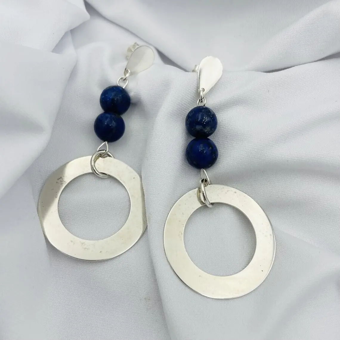 Aretes de plata y piedras Lapislazuli 2