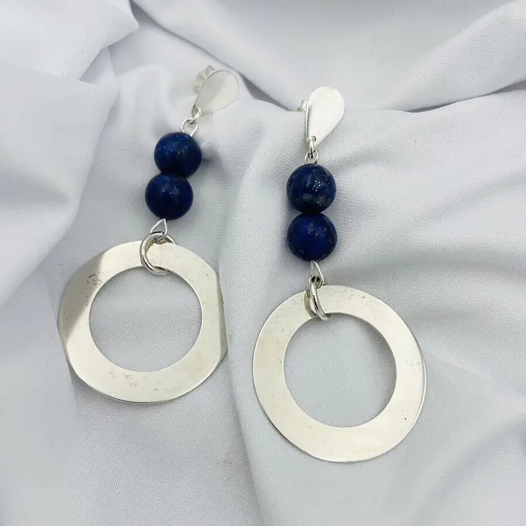 Aretes de plata y piedras Lapislazuli 2