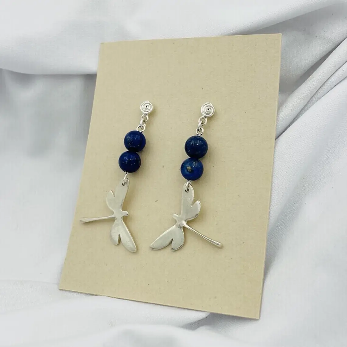 Aretes de plata con piedras Lapislázuli 3