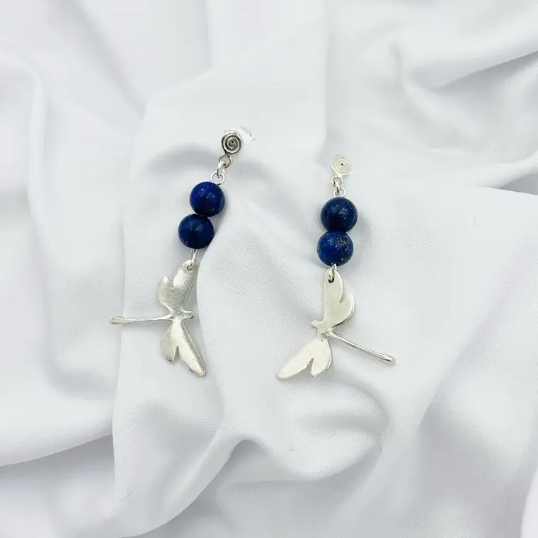 Aretes de plata con piedras Lapislázuli 4