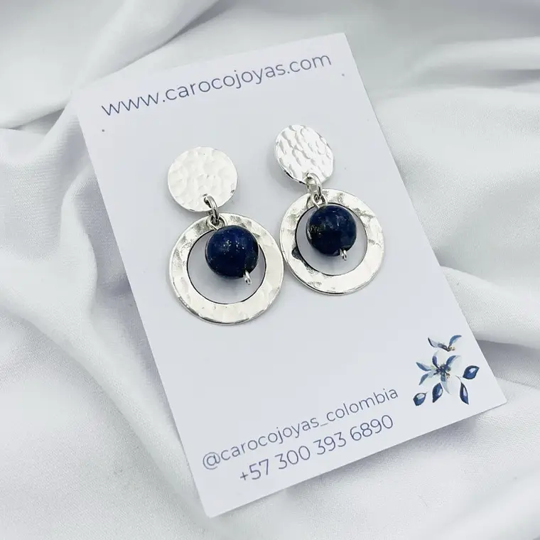 Aretes de plata con piedras Lapislazuli 1