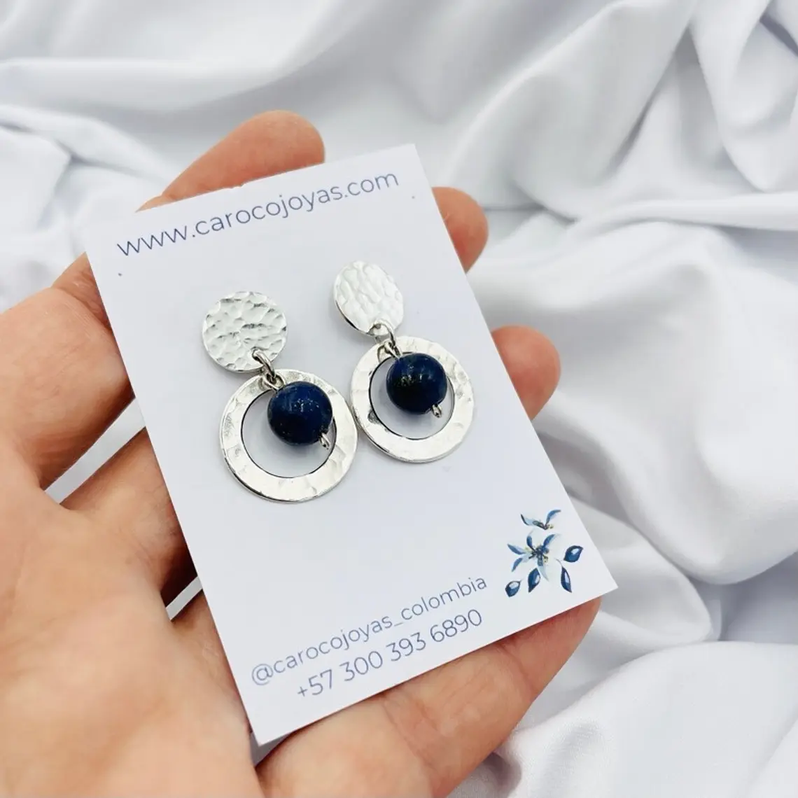 Aretes de plata con piedras Lapislazuli 2
