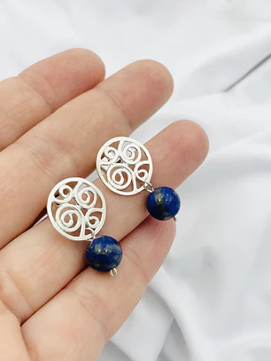 Aretes de plata con piedra Lapislaázuli 