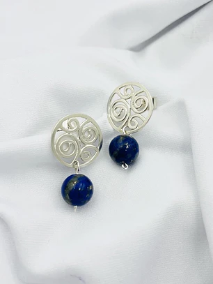 Aretes de plata con piedra Lapislaázuli 