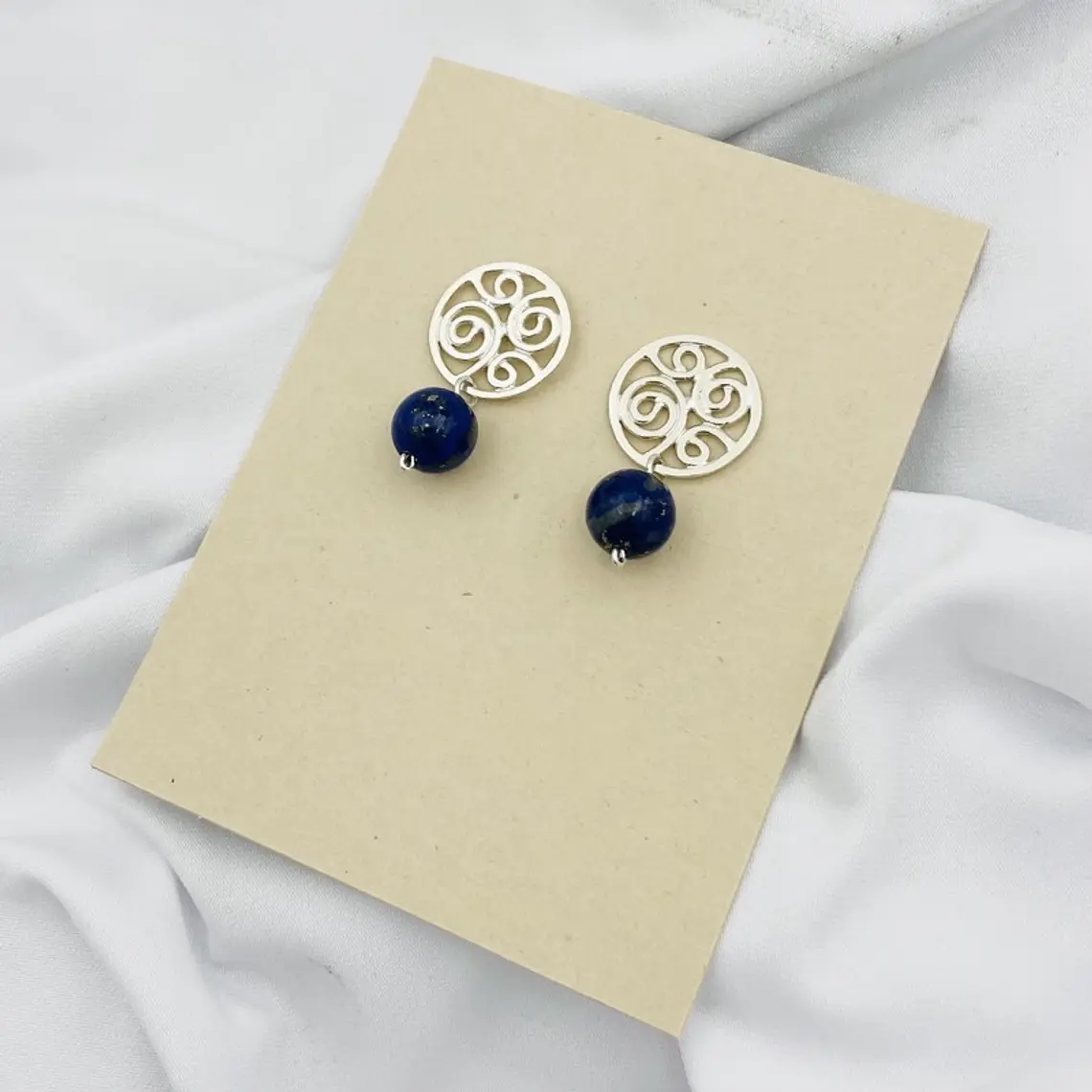 Aretes de plata con piedra Lapislaázuli  3