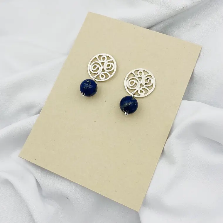 Aretes de plata con piedra Lapislaázuli  3