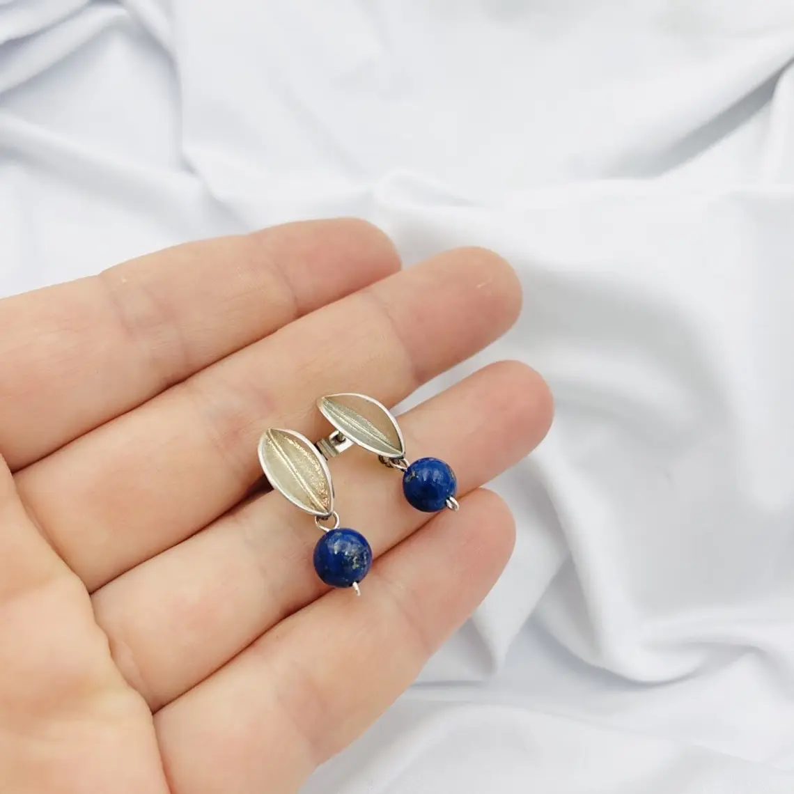 Aretes de plata y piedra Lapislázuli 1
