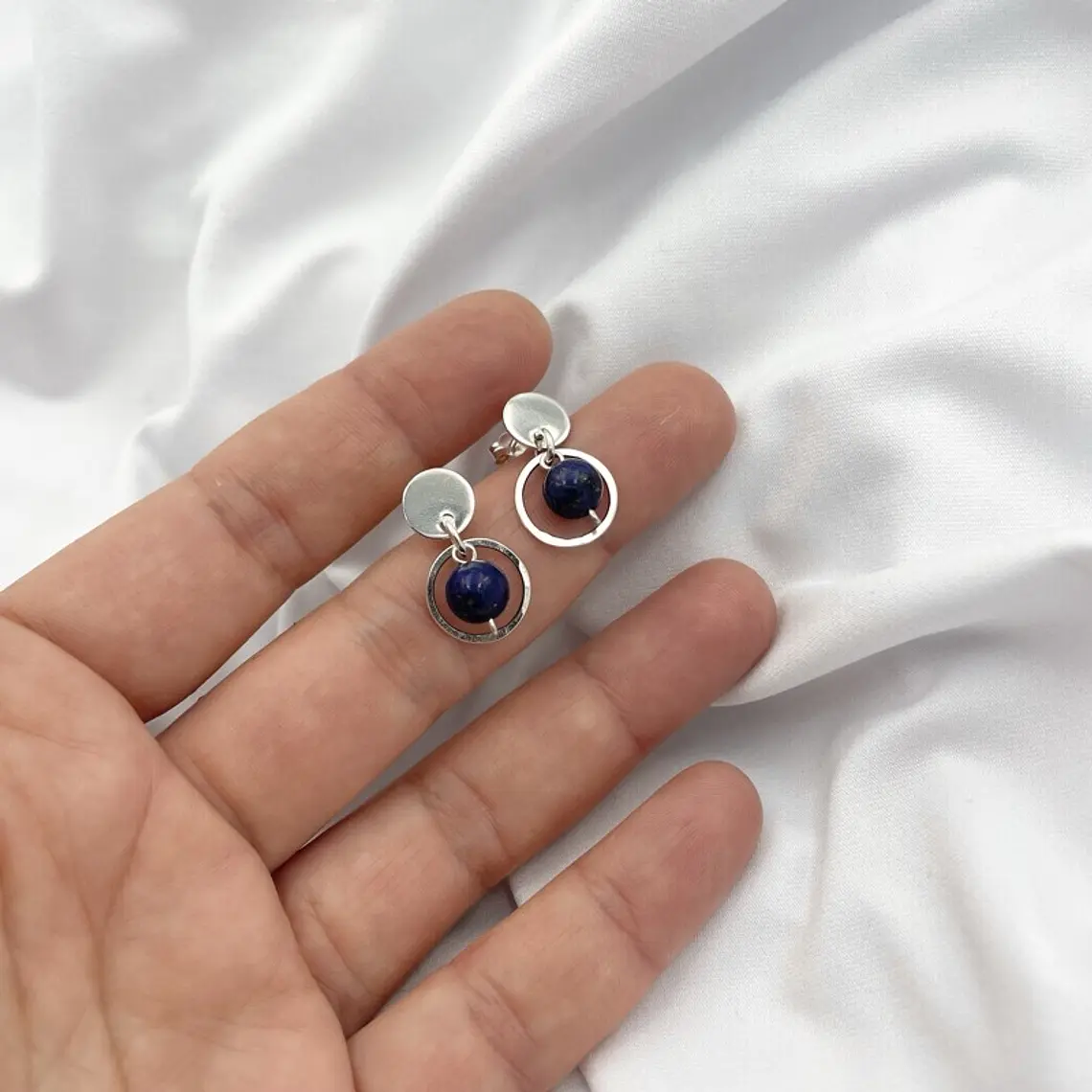 Aretes de plata y piedra Lapislazuli 1