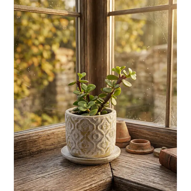 Planta de Jade natural con matera de céramica 5
