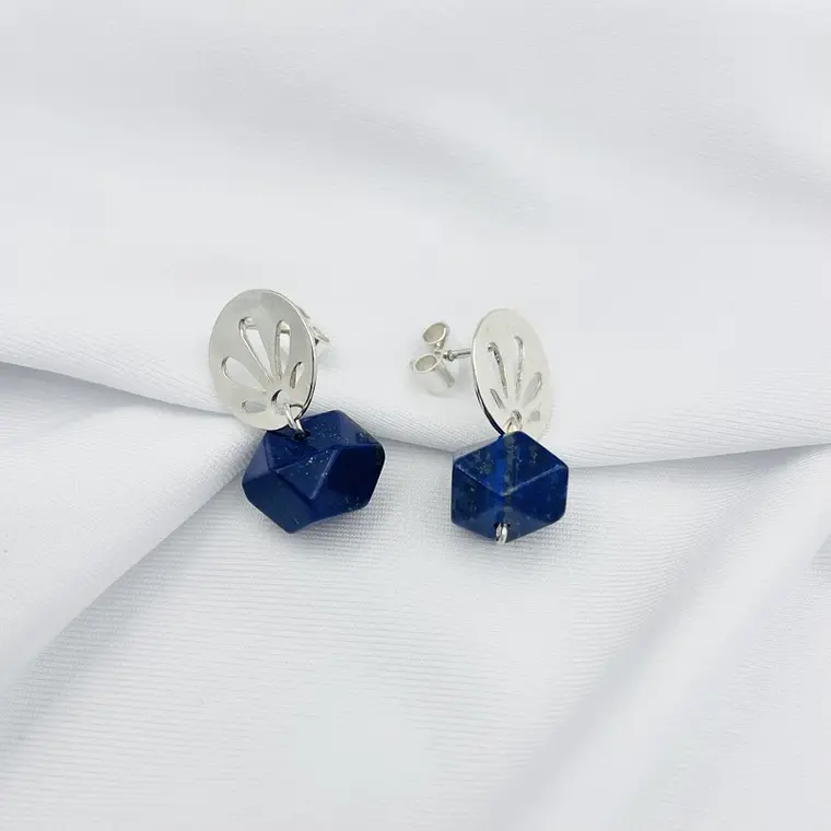 Aretes de plata con piedra Lapislazuli 2