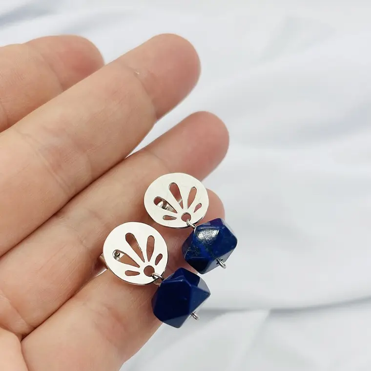 Aretes de plata con piedra Lapislazuli 3