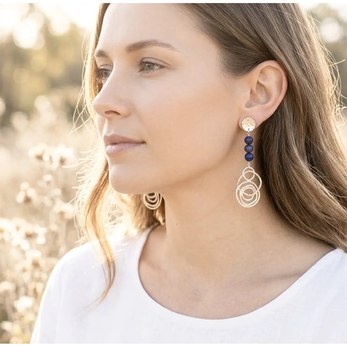 Aretes largos de plata y Lapislazuli 1