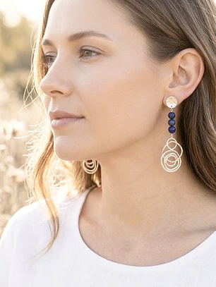Aretes largos de plata y Lapislazuli