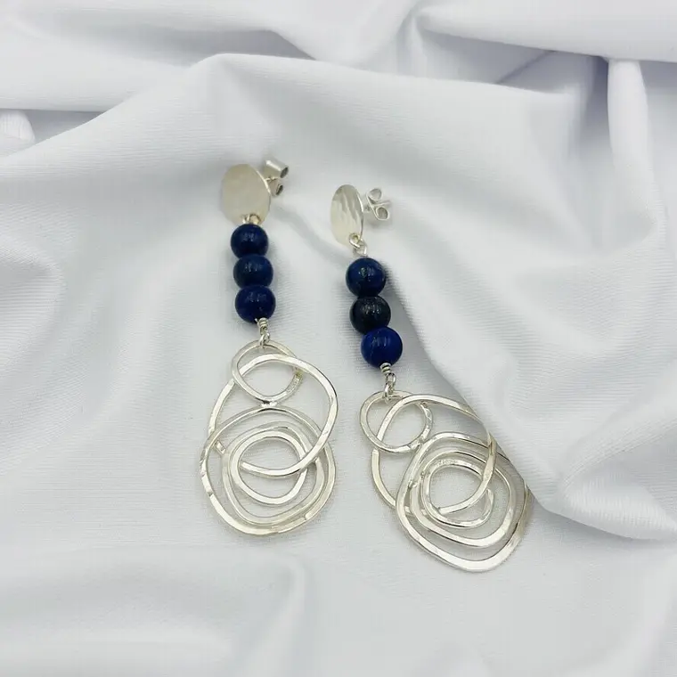 Aretes largos de plata y Lapislazuli 2