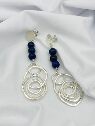 Aretes largos de plata y Lapislazuli