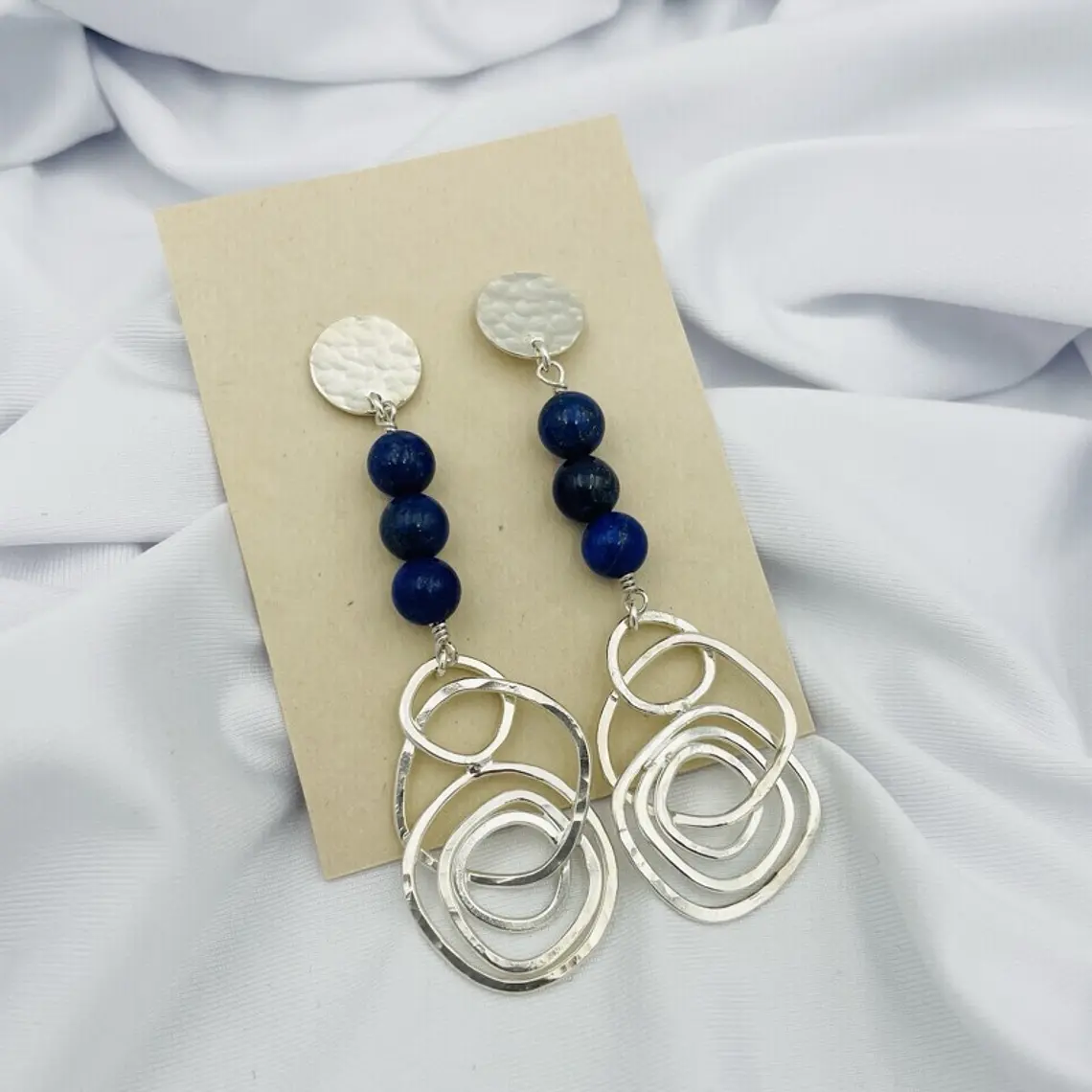Aretes largos de plata y Lapislazuli 4