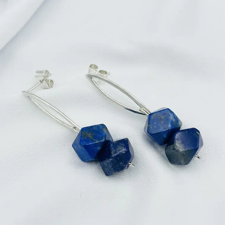 Aretes de plata con piedra Lapislazuli 3