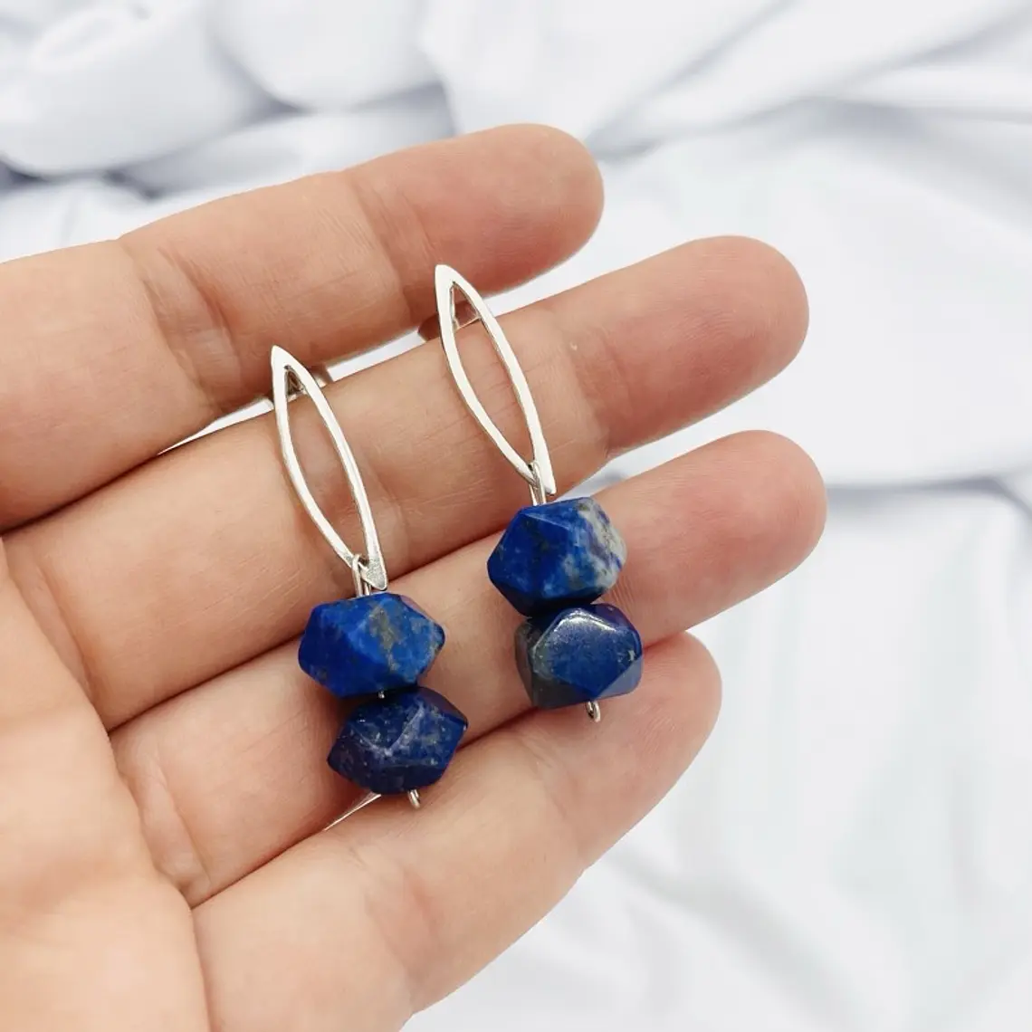 Aretes de plata con piedra Lapislazuli 4