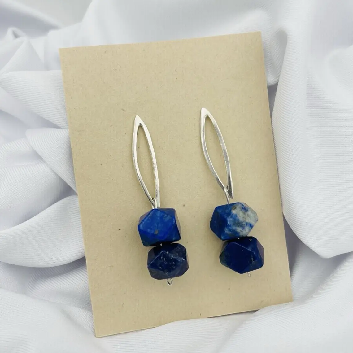 Aretes de plata con piedra Lapislazuli 5