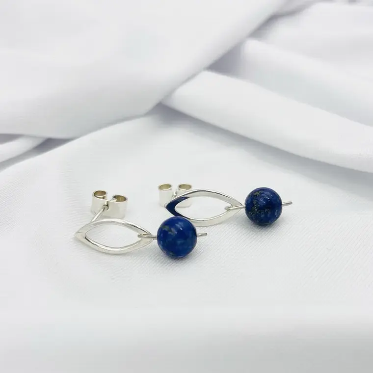 Aretes pequeños de plata y Lapislázuli 1