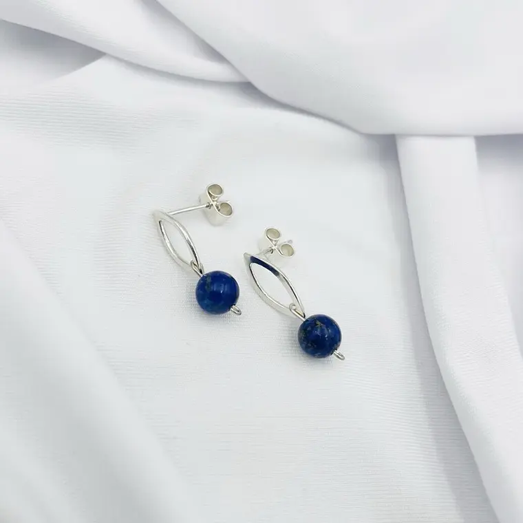 Aretes pequeños de plata y Lapislázuli 3