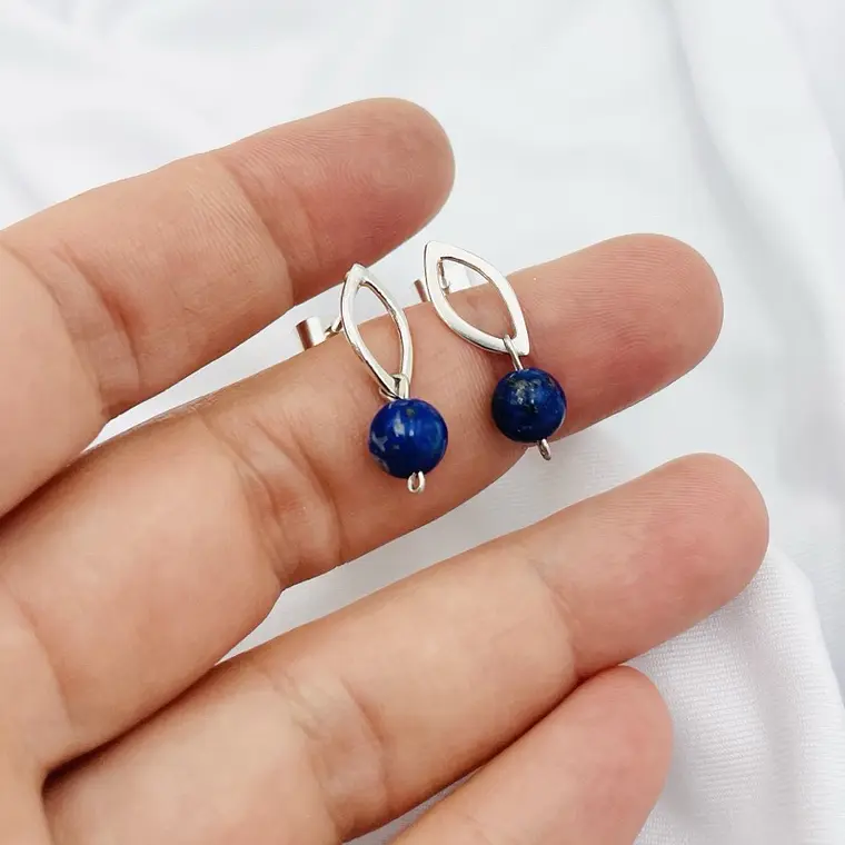 Aretes pequeños de plata y Lapislázuli 4