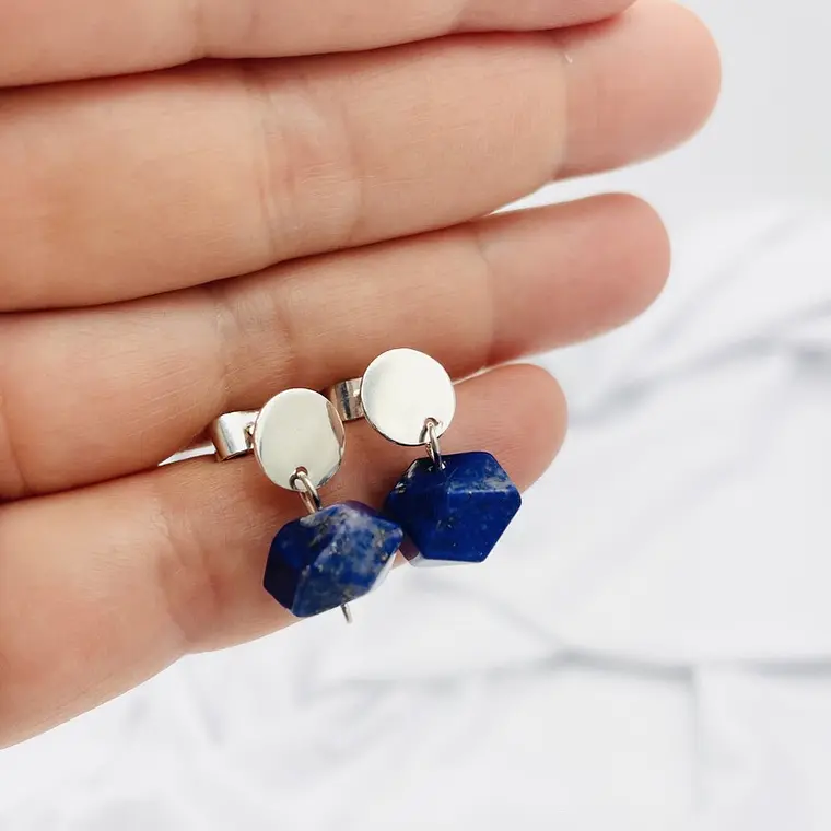 Aretes de plata y piedra Lapislázuli 2