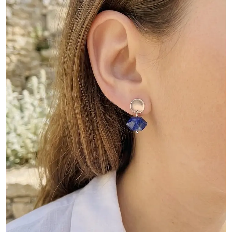Aretes de plata y piedra Lapislázuli 4