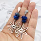 Aretes largos flor Crisantemo de plata con Lapislázuli - thumbnail 2