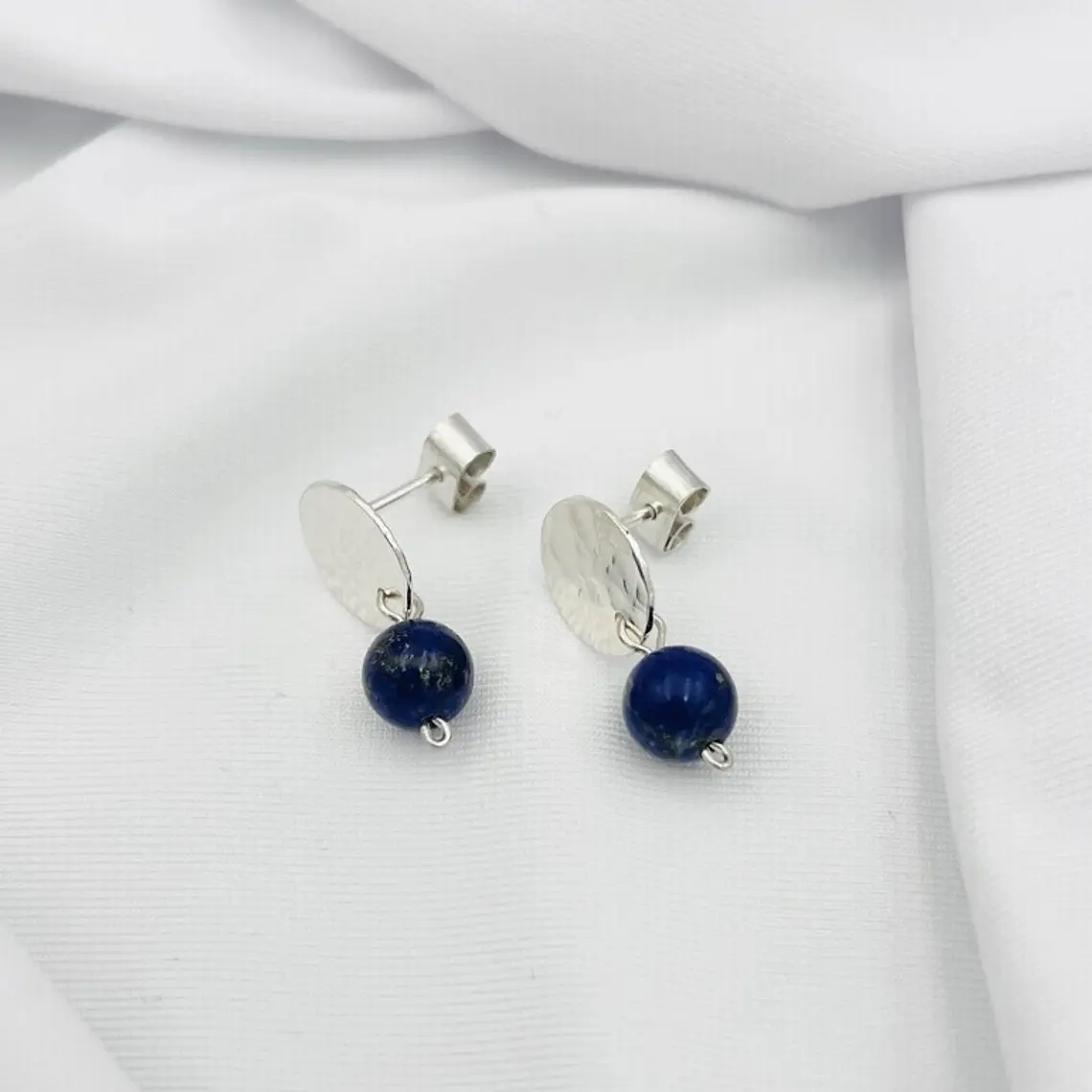 Aretes plata martillada y Lapislázuli 5
