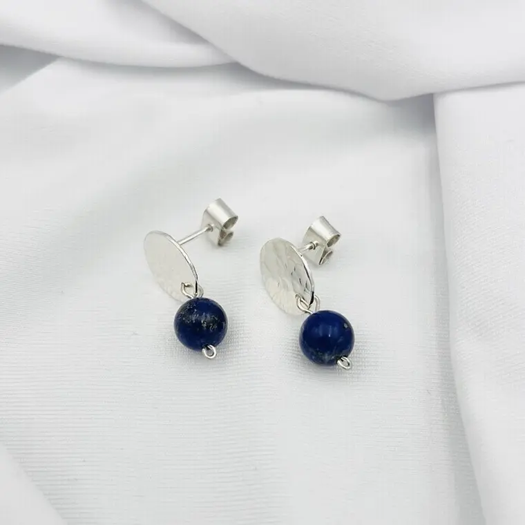 Aretes plata martillada y Lapislázuli 5