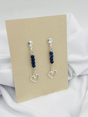 Aretes Corazon de plata y piedras naturales