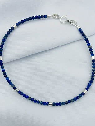 Pulsera De Plata Y Piedras Lapislázuli Miniatura