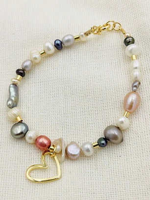 Pulsera Corazón con perlas