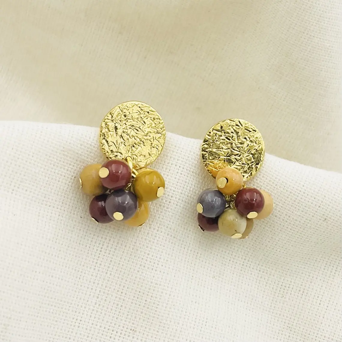 Aretes recimo de piedras Mookaita naturales 1