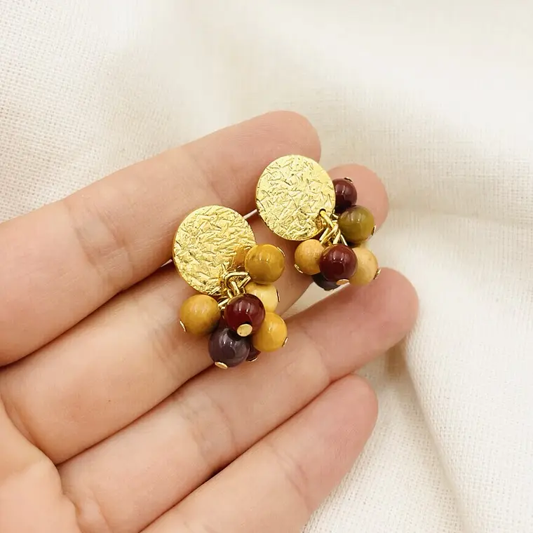 Aretes recimo de piedras Mookaita naturales 2