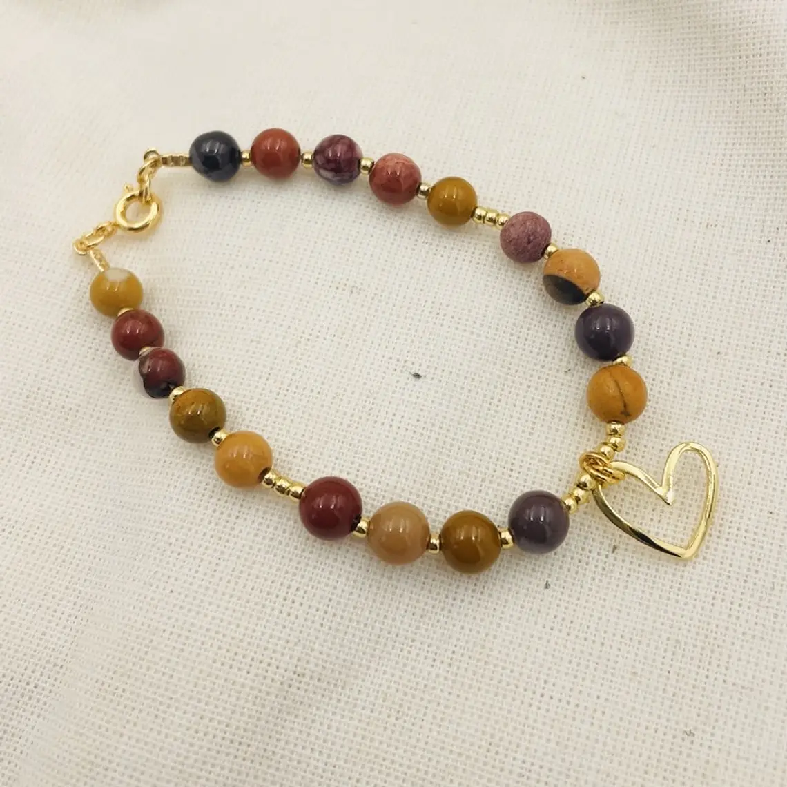 Pulsera Corazón con piedras Mookaita  2