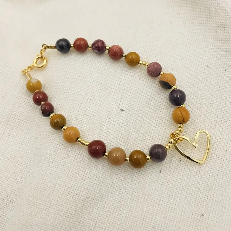 Pulsera Corazón con piedras Mookaita  2