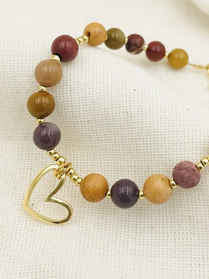 Pulsera Corazón con piedras Mookaita 