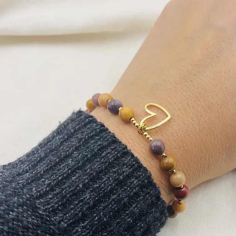 Pulsera Corazón con piedras Mookaita  3