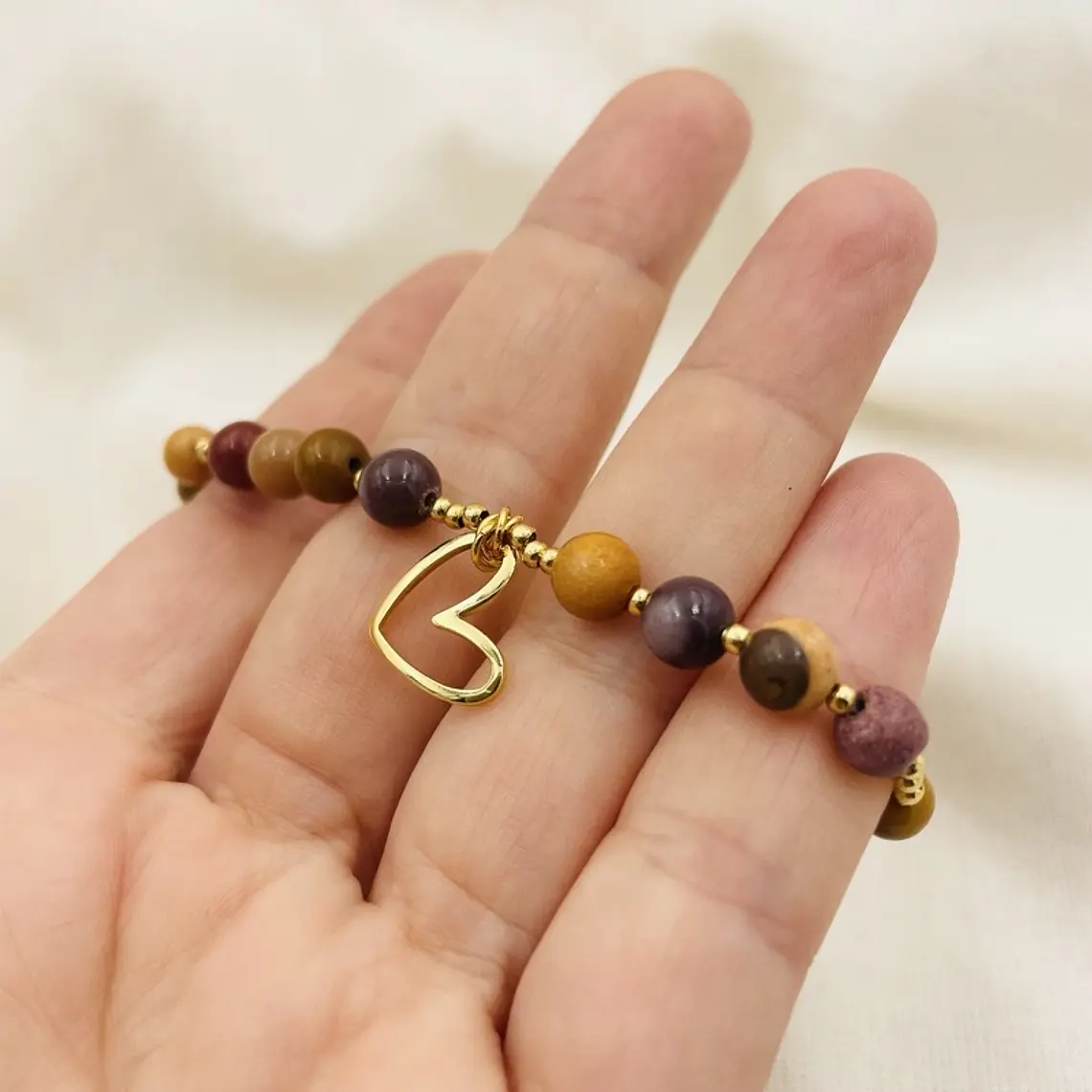 Pulsera Corazón con piedras Mookaita  4